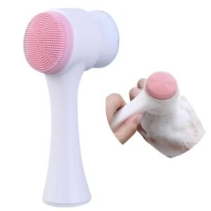 Escova de Limpeza Facial 2 em 1, Escova Manual Portátil para Skincare, Cerdas Macias e Silicone para Massagem e Esfoliação para Todo Tipo de Pele, Cores Variadas (Beleza)