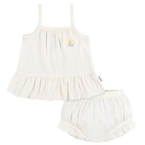 Gerber Conjunto de túnica sem mangas e capa de fralda para bebês meninas, Listrado., 24 Meses (Bebê)