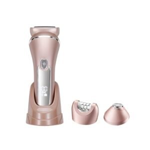 Depilador Elétrico 3 em 1, Sem Fio, Display LED, Rosa Dourado, com 3 Cabeças Removíveis (Aparelhos de Cuidados Pessoais)