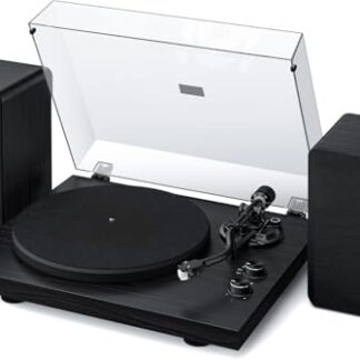 VEDO VD-945PRO Toca-Discos Vinil com Alto-Falantes Estéreo, Pré-Amplificador Phono Incluso, Braço em S, 33/45 RPM - Cor Preta, Design em Madeira para Som de Alta (Equipamentos)