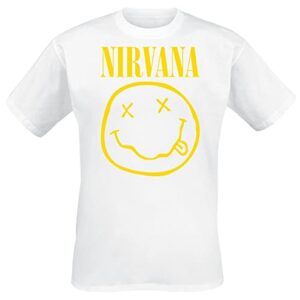 Nirvana Camiseta masculina, Branco, amarelo, G (CDs)