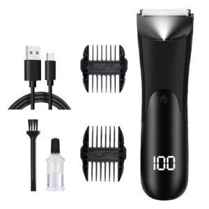 Aparador para Homens,Modelador de Barba de Precisão | Aparelho Elétrico com Visor LCD Digital para Barba, Face, Cabeça, Braços, Pernas, Corpo, Nariz e Zona Íntima (Aparelhos de Cuidados Pessoais)