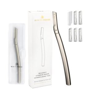 Beauty Power Navalha De Sobrancelhas Com 6 Lâminas E Estojo De Viagem – Navalhas De Rosto Para Mulheres E Homens, Aparador De Sobrancelhas Com Capa De Precisão, Barbeador Facial E Ferramenta De Derm (Aparelhos de Cuidados Pessoais)