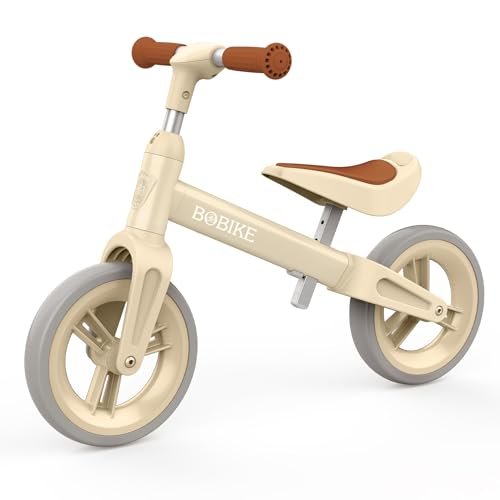 Bobike Brinquedos de bicicleta de equilíbrio para crianças de 1 a 6 anos de idade, assento ajustável e guidão, bicicleta de treinamento sem pedal, melhores presentes para crianças (bege) (Brinquedos)