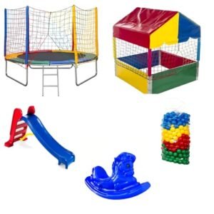Kit Rotoplay Pula Pula 2,44m + Piscina de Bolinhas 1,00m + 500 Bolinhas + Escorregador Médio + Gangorra 1 Lugar (Brinquedos)
