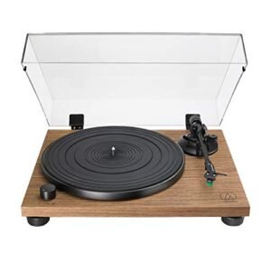 Audio-Technica AT-LPW40WN | Toca-Discos Totalmente Manual com Transmissão por Correia, Madeira Nogueira, 33/45 RPM (Discos de Vinil)