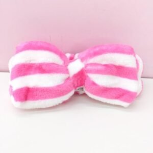 Faixa Limpeza Facial Skin Care Laço Estampada (Rosa Choque Listra) (Beleza)