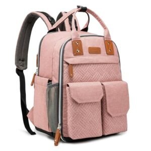 Mochila bebe Bolsa Maternity para fraldas Grande capacidade Tecido impermeável (Pink-01) (Bebê)