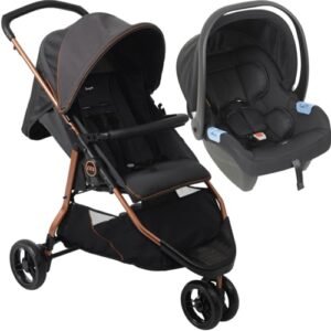Carrinho de Bebe com Bebe Conforto Burigotto CR3 Gray Cobre (Bebê)