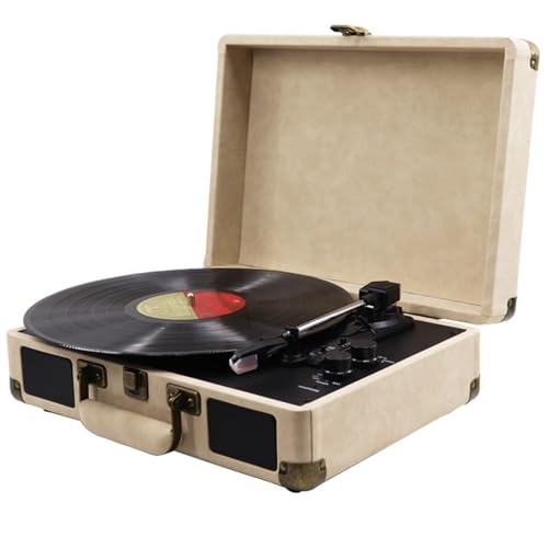 Fonógrafo retrô, toca-discos portátil de vinil de 3 velocidades com alto-falantes integrados, configuração de som PH/INT/BT 2.0 estéreo, para estudo, sala de estar, escritório (Equipamentos)