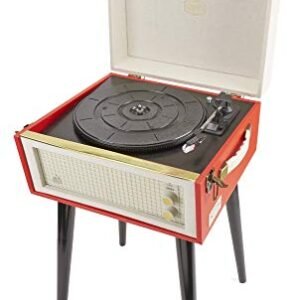 GPO Bermuda Gira-Discos de Disco Clássico, Retrô com MP3/USB; Alto-falante Integrado, Vermelho (Equipamentos)