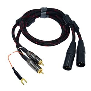 Áudio duplo de ruído ultrabaixo de 3,6 m, 2 RCA para 2 XLR, cabo de equilíbrio, fio de aterramento do toca-discos de vinil independente, pré-amplificador de linha de sinal blindado, chassi, conector (Equipamentos)