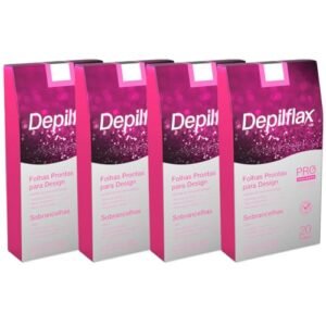 Folhas Prontas Depilatórias Depilflax Design De Sobrancelhas Profissional C/ 20un - Kit Com 4 Caixas (Aparelhos de Cuidados Pessoais)