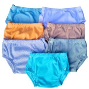 Kit 3 Tapa Fralda Shorts Bebe Menino Menina Liso com botão 100% Algodão (Menino, P) (Bebê)