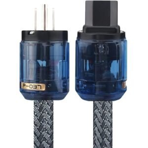 Tenlysound Cabo de alimentação HiFi, cabo de alimentação audiófilo AC, 17 mm de diâmetro. Cabo de rede durável com conector US+IEC C15 (P-037, 02 m)) (Equipamentos)