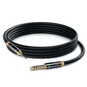 HiFind Cabo De Áudio Estéreo 3,5 Mm A 6,35 Mm, 3 M (Som Hi-Fi, Cobre Banhado Prata, Mola Trançada), 1/8" Trs Macho, 1/4" Bidirecional Para Guitarra, Home Theater, Alto-Falante (Equipamentos)