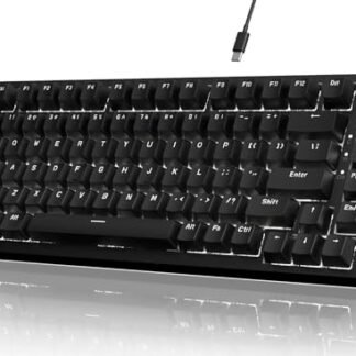 Attack Shark AK820 Teclado mecânico 75% hot-swappable, botão rotativo, USB-C, gasket com 5 camadas antirruído, LED branco, switch vermelho linear,Compatível PC/Win/Mac (preto)