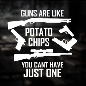 Sticky Bomb Adesivos de vinil Guns are Life Potato Chips You Can't Have Just One Carros Vans Caminhões Paredes Laptop Portas Windows Skate Tablet Branco Não Impresso 6X6 (Discos de Vinil)