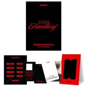 [GOLDEN HOUR : Part.3 ‘In Your Fantasy Edition’] (POCAALBUM Ver. / BLACK Ver.) Photo Stand + QR Card + Image Card + Sticker + User Guide + Digital Content + 2 Pin Badges + 4 Extra Photocards - ATEEZ (CDs)