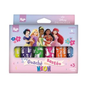DAC - Guache Bastão Neon com 6 Cores - Princesas (Brinquedos)