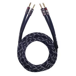 InnoStars Fio De Alto-Falante Trançado Premium Resistente 12Awg (4,5 M) Com Pontas Plugue Banana Banhadas A Ouro 24K - Construção Em Cobre 99,99% Livre Oxigênio (Ofc), Preto (Equipamentos)