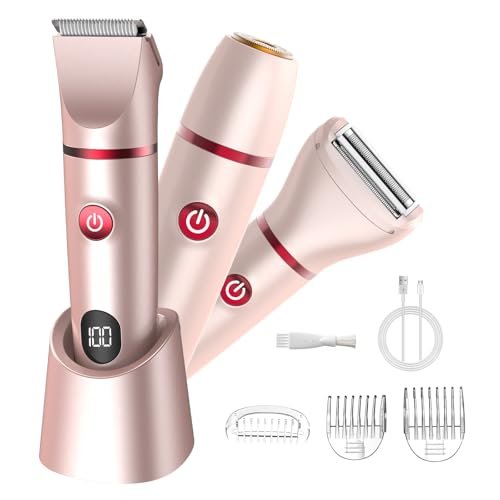 Zesuti Aparador De Biquíni Para Mulheres - Aparelho Elétrico 3 Em 1 Indolor Mulheres, Removedor Pelos Pubianos E Faciais À Prova D'Água, Depilador Corporal Com Tela Lcd, Kit Cuidados Pessoais Femini (Aparelhos de Cuidados Pessoais)
