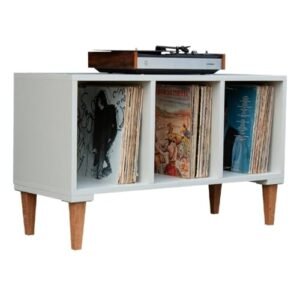 Serena Estantes Rack Para Vinil e Toca Discos PENY (Off-White) - 2 Prateleiras - Art Deco - 189 Discos - 36,5 x 90 x 40 cm (Discos de Vinil)