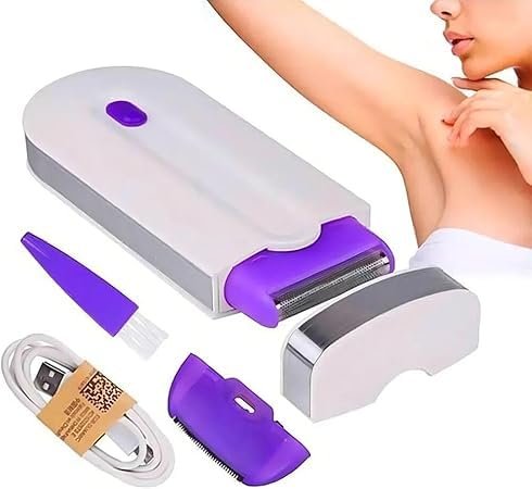 Depilador Elétrico Feminino, Recarregável USB, Bivolt, Branco e Roxo (Aparelhos de Cuidados Pessoais)