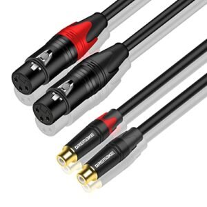 DREMAKE Cabo RCA para XLR 3FT, 2RCA fêmea para cabo de extensão de áudio fêmea 2XLR, cabo extensor de alto-falante fêmea XLR para fêmea RCA para amplificador, placa de mixagem, subwoofer, controlador (Equipamentos)