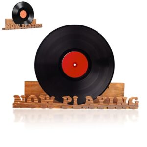 Suporte de disco de vinil Now Play, suporte de parede de disco de vinil de madeira, suporte de álbum multiuso para vinil, fotos e livros, placa marrom tocando agora, arte de parede de música para (Equipamentos)