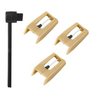 Snado Pacote com 3 agulhas para toca-discos de diamante, substituição para toca-discos Crosley Victrola ION Jenson Boytone, com escova de limpeza Stylus (dourada) (Equipamentos)