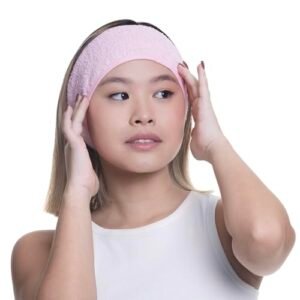 Santa Clara, Faixa de cabeça atoalhada, para maquiagem e Skin Care, faixa de cabelo, Com velcro para ajuste, Rosa (Beleza)