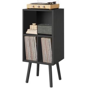 Suporte para toca-discos com armazenamento de vinil, suporte de vinil de madeira de 3 camadas, gabinete de toca-discos, suporte para toca-discos com armazenamento, prateleira de toca-discos para (Equipamentos)