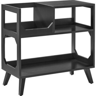 Crosley Furniture Asheville Mid-Century Modern Media Console Record Player Stand, armazenamento para discos de vinil, médio, preto (Equipamentos)