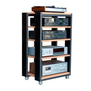 Serena Estantes Rack Para 5 Aparelhos de Som Preto MDF Preto 25mm / Cumaru 18mm MORY (Equipamentos)