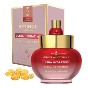 Skin Ceremony Hidratante de retinol e vitamina E – Creme hidratante antienvelhecimento para a pele para linhas finas, rugas e cicatrizes de acne – Testado por dermatologistas, beleza limpa, cuidados (Beleza)