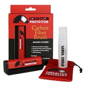 Collector Protector Kit de limpeza de discos de vinil: escova de fibra de carbono e solução de limpeza LP - Limpador de discos de vinil essencial para seus acessórios de toca-discos (Equipamentos)