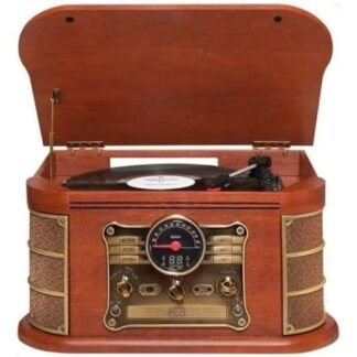 Vitrola Toca Discos Vinil Retro Bluetooth Cassete Usb Cd Player Rádio Fm Entrada Auxiliar Reproduz E Grava Vintage Bivolt 25W Raveo Spazio (Equipamentos)