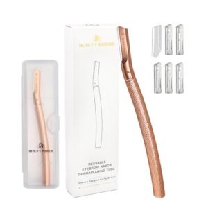 Beauty Power Navalha De Sobrancelhas Com 6 Lâminas E Estojo De Viagem – Navalhas De Barbear Para Mulheres E Homens, Aparador De Sobrancelhas Com Capa De Precisão, Barbeador Facial E Ferramenta De D (Aparelhos de Cuidados Pessoais)