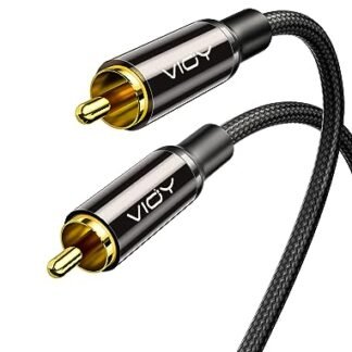 VIOY [Pacote Com 2 Cabos Coaxiais De Áudio Digital (3,3 Pés/1 M), [Banhado A Ouro E Trançado] Subwoofer Rca Macho Para Hifi 5.1 Spdif Estéreo Home Theater, Hdtv, Alto-Falante Amplificador (Equipamentos)