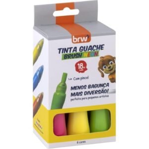 Tinta Guache, Brw, 18 ml, 6 Cores Neon (Brinquedos)