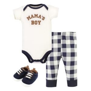 Hudson Baby Macacão, calça e sapato unissex de algodão para bebê, marrom, azul-marinho, Marrom, azul-marinho, Mamas Boy, Recém Nascido (Bebê)