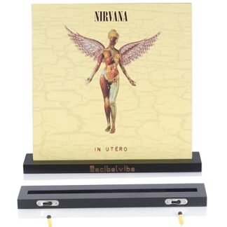 Decibelvibe Prateleira de disco de vinil em madeira, agora tocando disco de vinil, suporte de parede para disco de vinil, para exibir seu disco de vinil favorito, exibição de vinil simples e dupla, (Equipamentos)