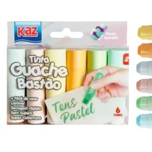 Tinta Guache Bastão 6 Cores Pasteis S/Sujeira Lavável (Brinquedos)
