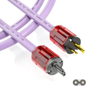 Preffair Cabo de alimentação de alta fidelidade com conector fêmea figura 8 12 AWG 4N OFC cabo de alimentação CA blindado de cobre de 24 quilates, banhado a ouro de 3 pinos US IEC320-C7 Plug (Equipamentos)