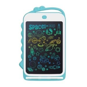 【OFFICIAL】Quadro de Desenho LCD Colorido 8.5" Infantil - Presente Criativo Anti-Queda, Proteção Visual, Bateria 1 Ano, Inclui Caneta e Pilha (Design Dinossauro) (Azul) (Brinquedos)