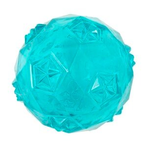 Jambo Pet, Bola TPR Diamond, Com Efeito Sonoro, Ideal Para Cães, Flexível e Macio Para a Mordida, Reduz Estresse, Tamanho e Cores Sortidas (Pequeno, Azul) (Brinquedos)