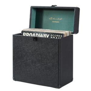 arkrocket Estojo Para Transporte E Armazenamento De Discos Vinil Artemis, Compatível Com Todos Os Padrão - 33 1/3, 45-78 Rpm, Comporta 30 Álbuns, Perfeito Sua Coleção Preciosa (Preto Verde) (Discos de Vinil)