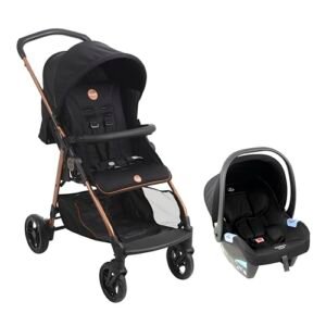 Carrinho de Bebê com Bebê Conforto, Lui Travel System Preto Cobre Burigotto (Bebê)