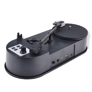Leitor de disco de vinil USB Alto-falante estéreo integrado 33/45RPM toca-discos para gravação em casa, conversor de leitor de música para MP3 cartão TF portátil mini gramofone, preto (Equipamentos)